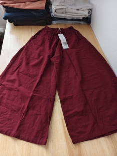 文艺复古棉麻阔腿裤 臀围140裤 女春秋休闲裤 长90 松紧腰58 特清