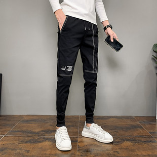 韩版 修身 休闲裤 2026春季 27号矮个子帅气束脚小脚长裤 男装 小码