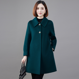 高端双面呢羊绒大衣女中长款2023新款时尚宽松中年妈妈羊毛呢外套