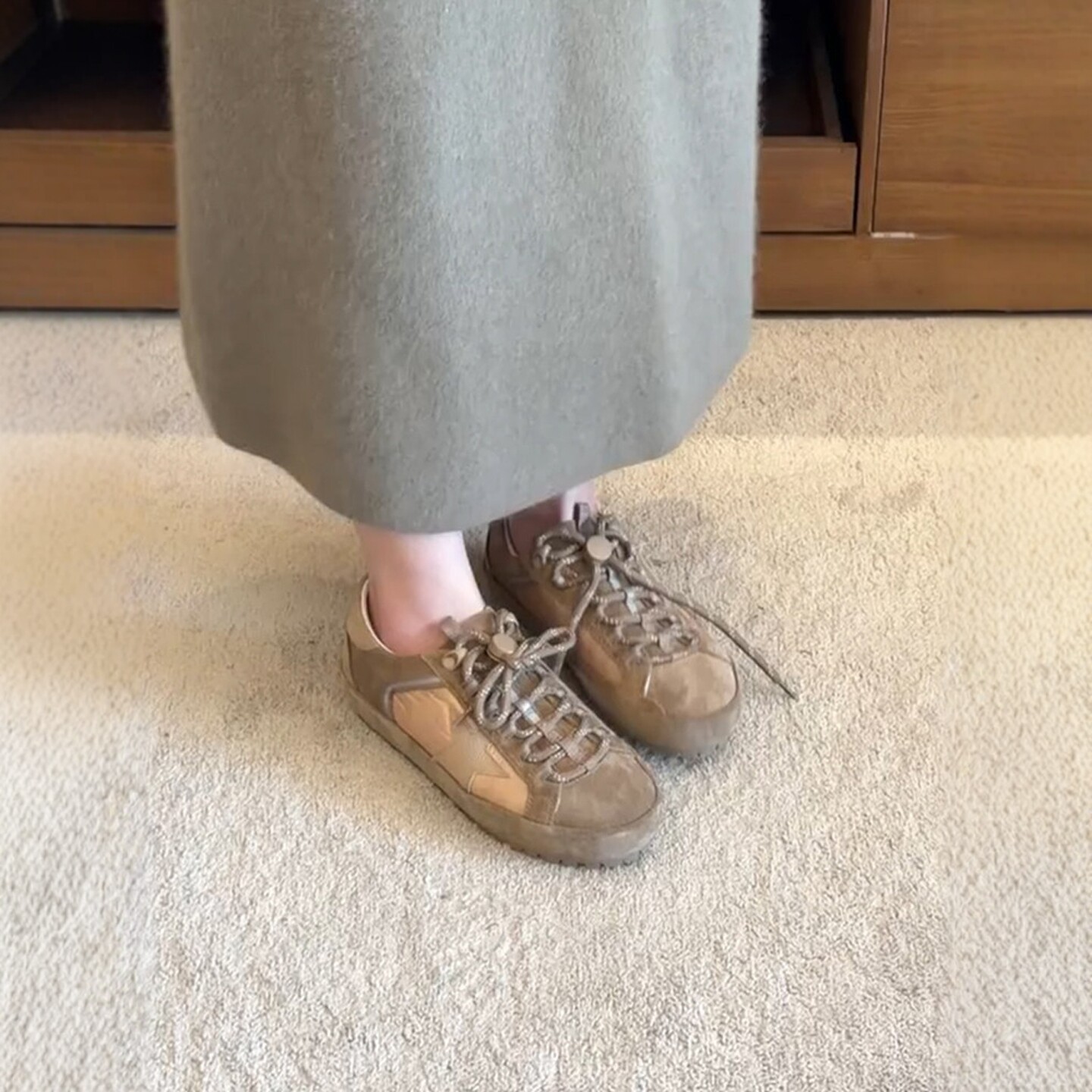 德训鞋女2026新款复古卡其色