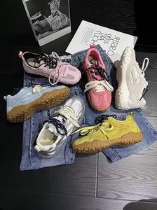 夏季网面透气运动德训鞋女2024新款小个子内增高厚底休闲鞋阿甘鞋