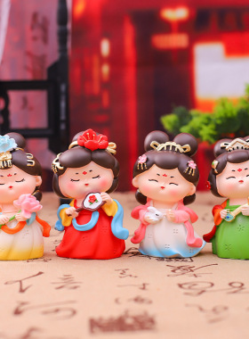 国潮风娃娃唐小环夜宴摆件家居精美古风美女装饰品大唐西安文创