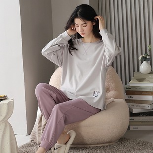 甜美女士家居服100%纯棉休闲可外穿套装 睡衣女春秋季 套装 长裤 长袖