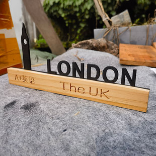 木质伦敦地标标识牌定制字母造型装饰提示牌木牌定制门牌号挂牌