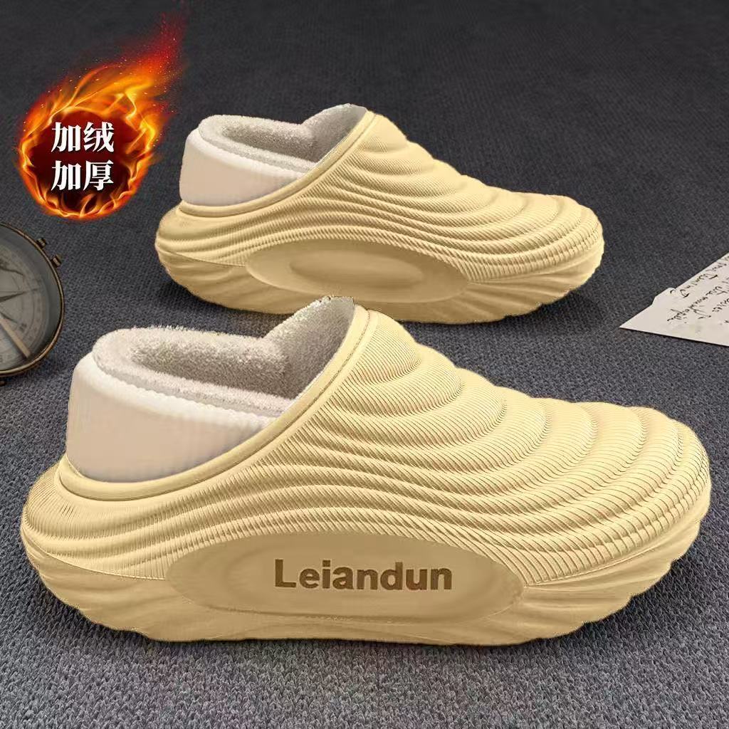 EVA防水棉拖鞋男款秋冬季防滑外穿保暖包跟拖鞋厚底男士棉拖加绒