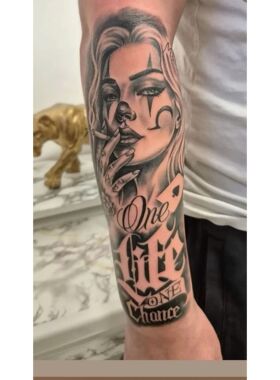 防水纹身贴小丑女欧美风手臂仿真个性哥特风贴纸个性时尚持久纹身