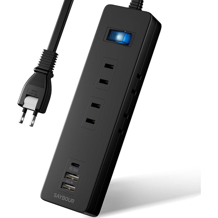 SAYBOUR 日本電源排插充电插 AC直流６插口 USB２A1C 快充PD 30W