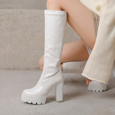 11.5CM超高跟性感粗跟COS高筒靴