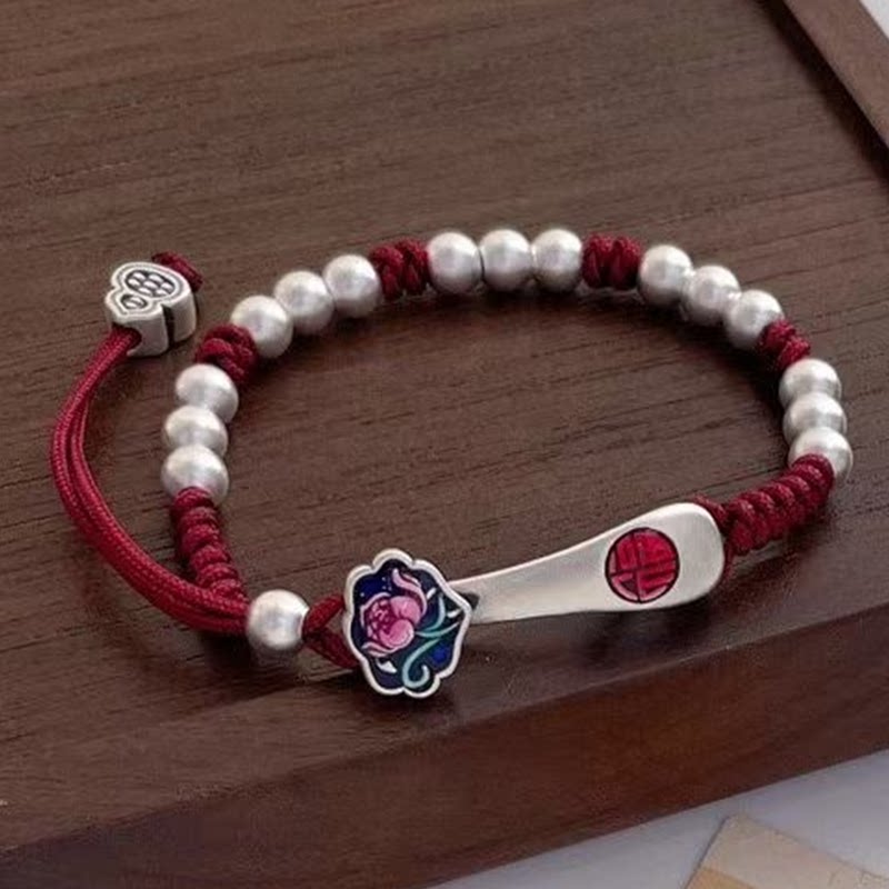 吉祥如意990纯银莲花情侣手链