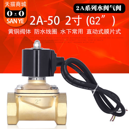 三叶山野水下常闭电磁阀 跑泉/喷泉铜阀2寸口径防水阀 气阀AC220V - 封面