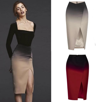 中长款泰国小众包臀渐变半身裙