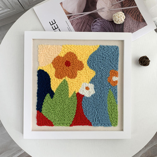 俄罗斯戳戳绣tufting艺术画手工绣花朵装饰画挂饰diy自制材料包