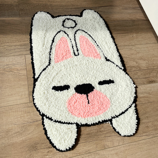 兔年新款俄罗斯戳戳绣tufting趴趴兔地毯坐垫毛线手工diy材料包