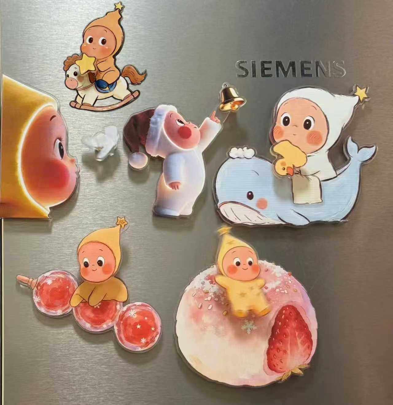小红书同款星星人旋转磁吸式冰箱贴高颜值卡通可爱亚克力装饰礼物,节庆用品/礼品,文化创意冰箱贴,淘宝优惠券,粉丝福利购,淘宝优惠卷