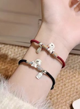 马上有钱红绳小马手工编织手链女款本命年马年红手绳2026情侣手饰