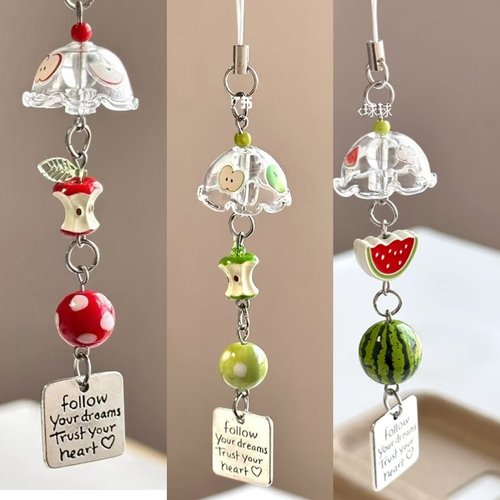 原创手作可爱苹果挂件高颜值少女心DIY包包手机挂饰送闺蜜礼物