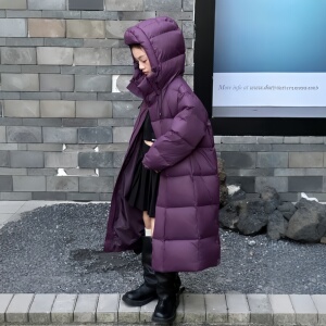 韩国新款雷锋帽长款儿童羽绒服男女童宝宝大小童冬季中长款加厚潮