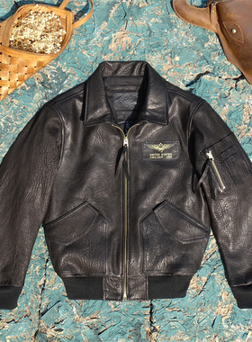 狂野山羊皮！进口奢侈级哑光粗纹理野山羊皮45P宽松欧版飞行服