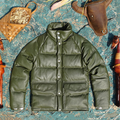 结实的植鞣羊皮木村款羽绒服