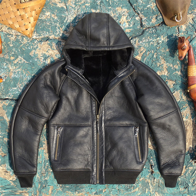 【1495刀】土耳其进口原生态羊皮毛一体真皮皮衣男连帽保暖舒适