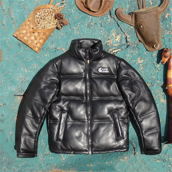 韩国小牛皮真皮羽绒服出口剩余立领加厚保暖防寒真皮衣男女通穿