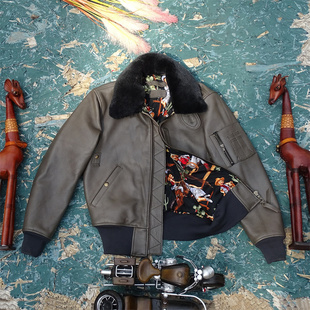 霍尔文超厚糯1.6mm自然摔纹头层牛皮B15空飞服梦露ON THE WAY UP