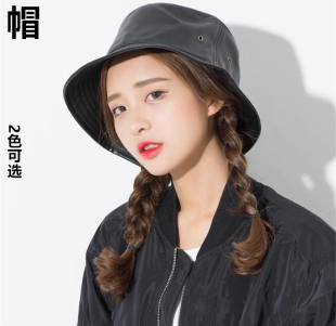 渔夫帽男女通用头层进口皮料盆帽时尚 流行真皮帽子男女同款