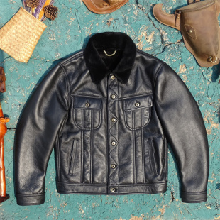 澳洲原生态头层羊皮毛一体真皮皮衣男女美式 保暖 复古西部牛仔款