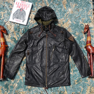 风衣真皮外套 新西兰进口头层绵羊皮真皮皮衣男款 夏季 甩卖连帽修身