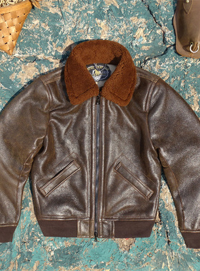 出口美版奢品设计师版A2飞行服修身保暖头层羊皮毛一体真皮皮衣男