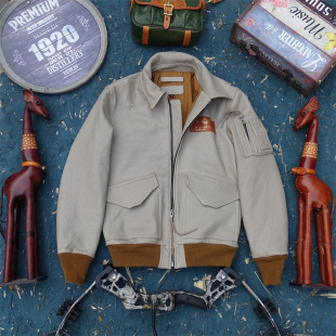 CWU 45P空兵飞行服法国粗纹老羊皮真皮皮衣男翻领宽松舒适耐磨穿