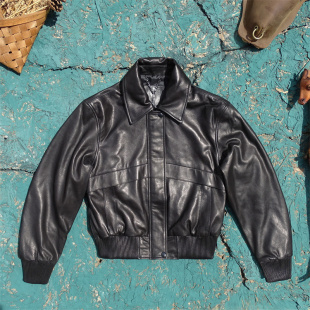 宽松飞行皮夹克真皮皮衣 意大利植鞣绵羊皮短款 出口美国原版 剩余