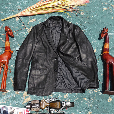 鹿纹山羊皮休闲西服款