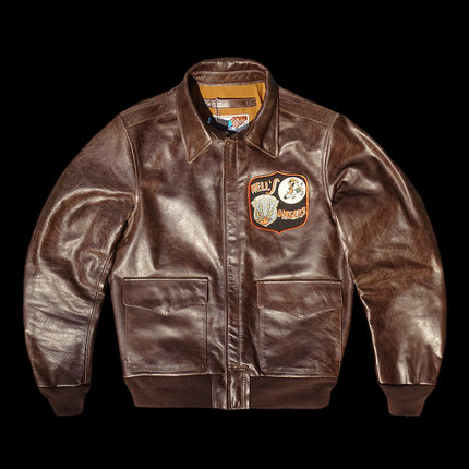 战损版Hell-Angels割破做旧破坏性残损补丁油蜡牛皮皮衣A2飞行服