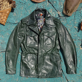 植鞣蜡染无涂小幼马皮真皮皮衣男帅气修身 M43猎装 多口袋风衣版