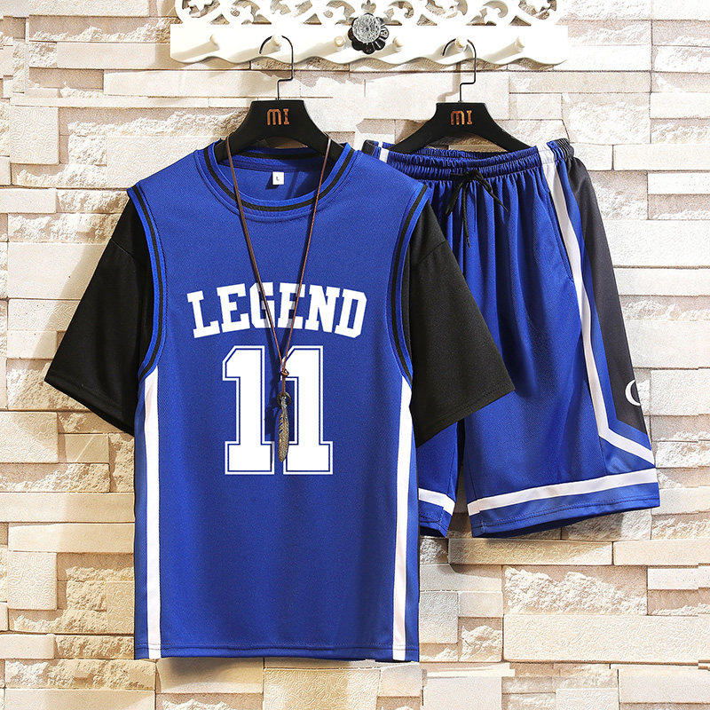 11号篮球服球衣夏季初中学生大童短袖t恤短裤两件套男孩运动套装