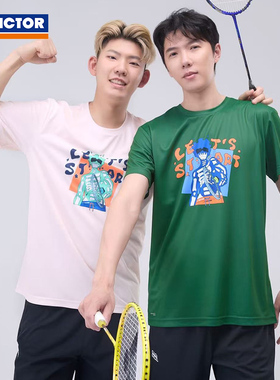 2025新款victor胜利羽毛球服男女训练服速干夏季短袖文化衫T55005
