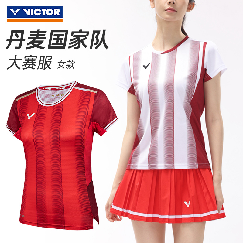 2025victor胜利羽毛球服女款速干透气训练运动套装短袖比赛T51000