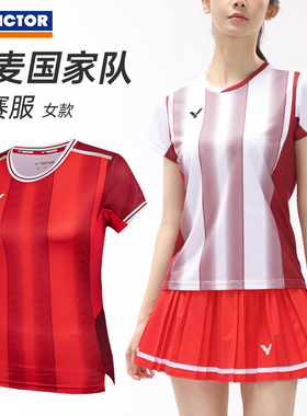 2025victor胜利羽毛球服女款速干透气训练运动套装短袖比赛T51000