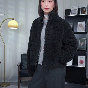 2025新款爆款韩版毛毛外套短款羊皮毛一体海宁皮草外套女6606