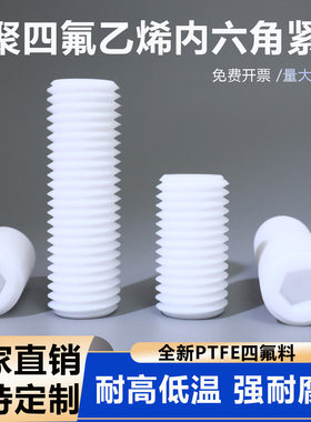 铁氟龙四氟凹端紧定螺钉ptfe无头机米螺丝内六角顶丝M3M4M6M8M10