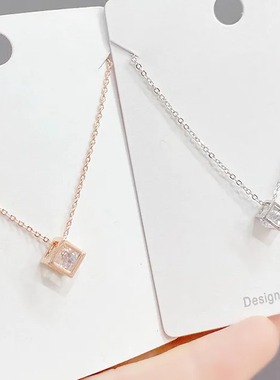 魔方小立方体锆石项链日韩新款