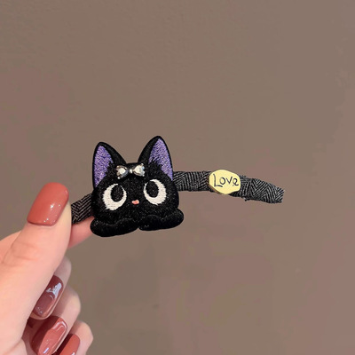 精致可爱刺绣小黑猫发夹