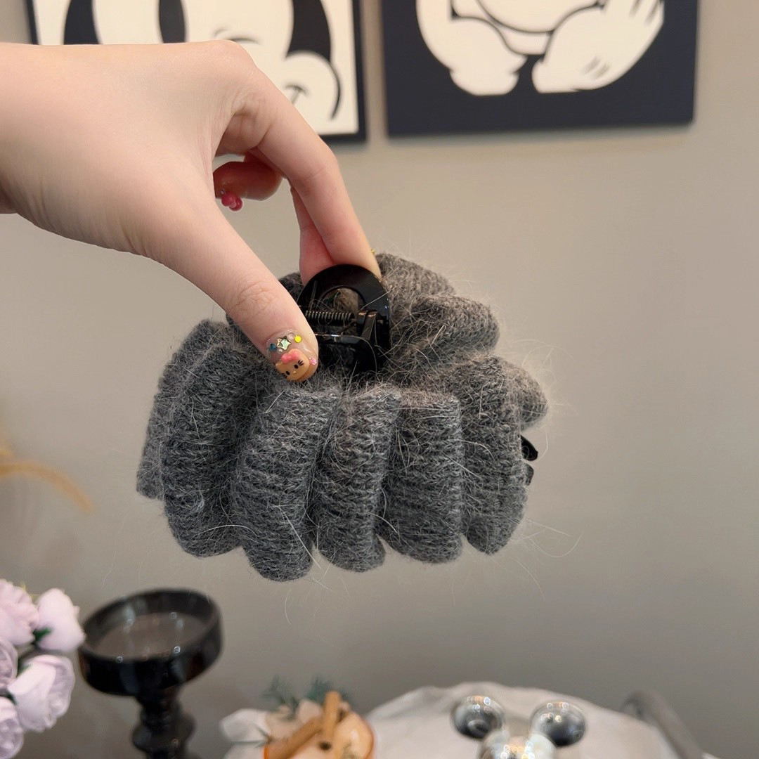 韩系复古针织云朵泡泡抓夹