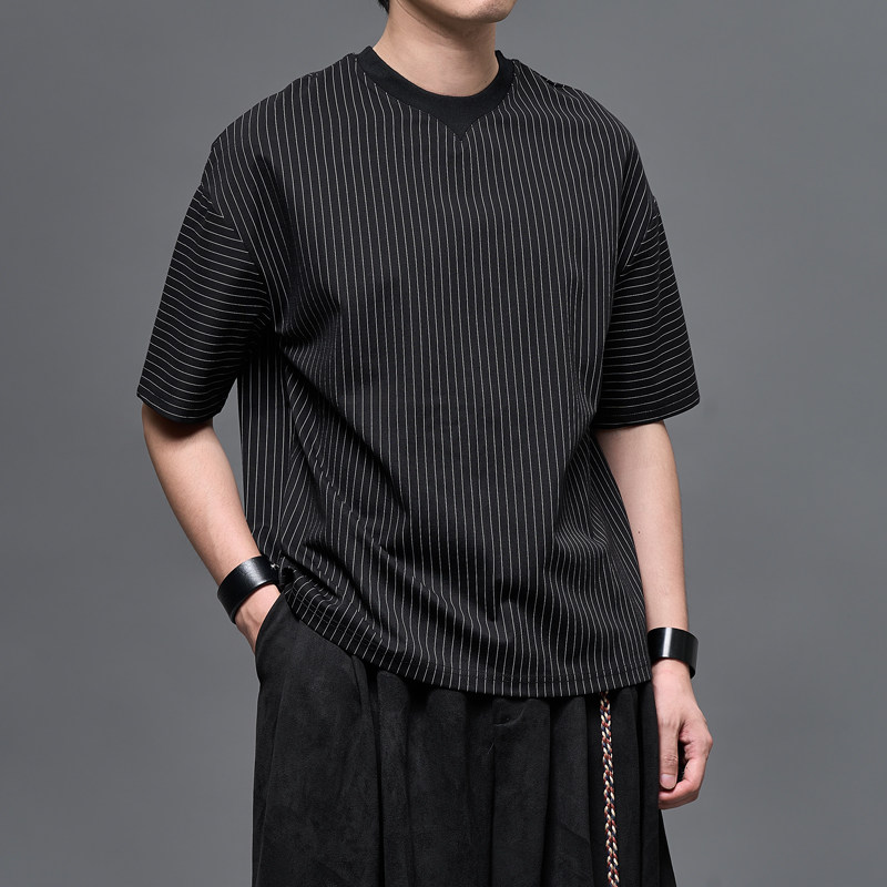 短袖时尚百搭条纹日系复古T恤tee
