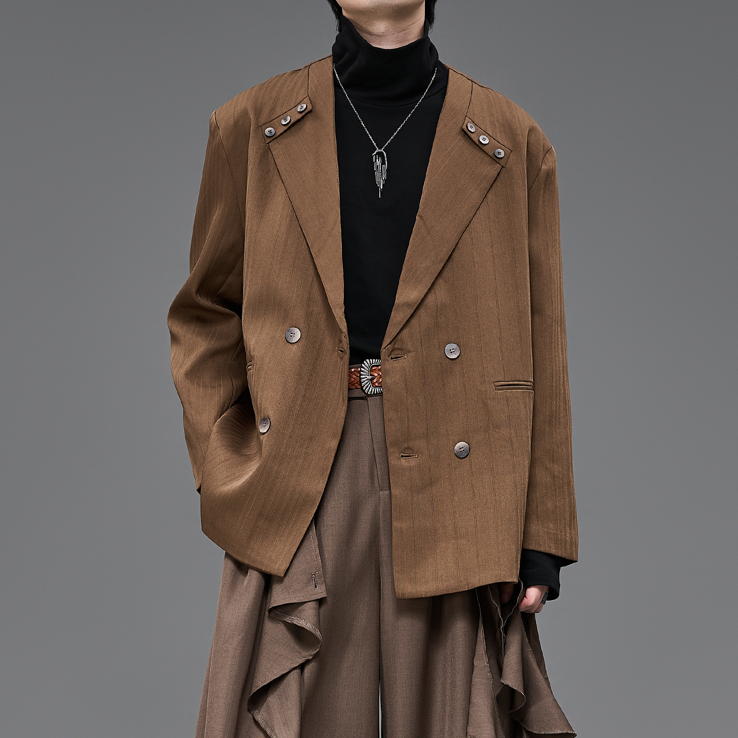 日系复古设计师剪裁男士休闲西装