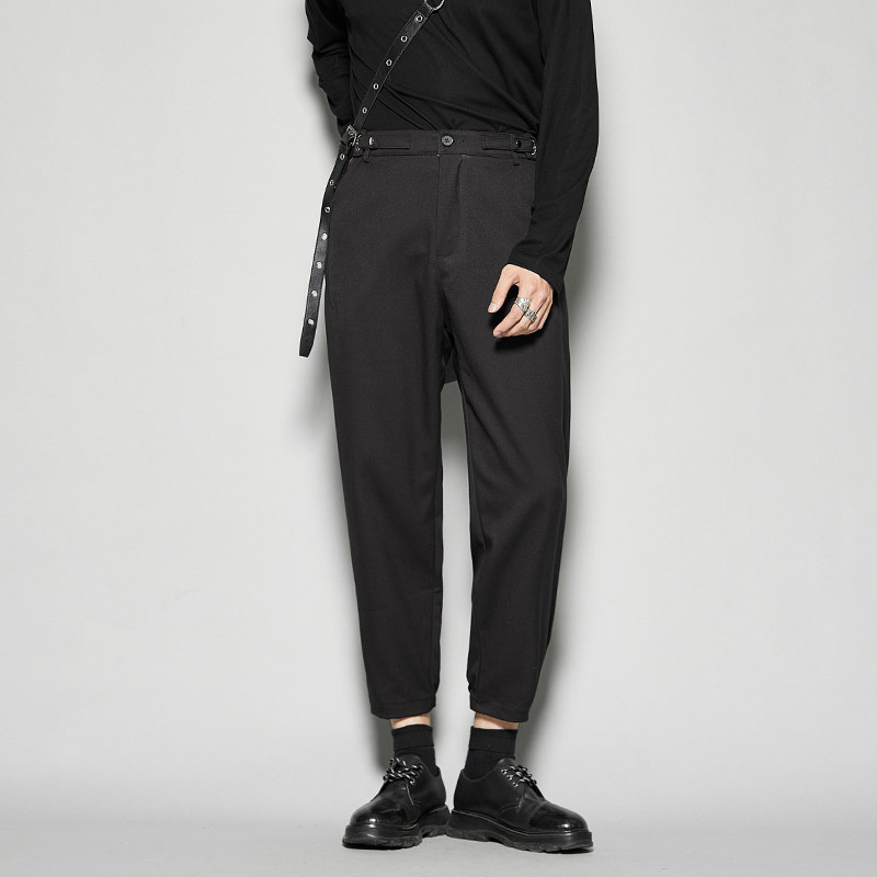 设计师小众英伦港风个性不规则裁剪拼接休闲百搭八九分西裤男秋装