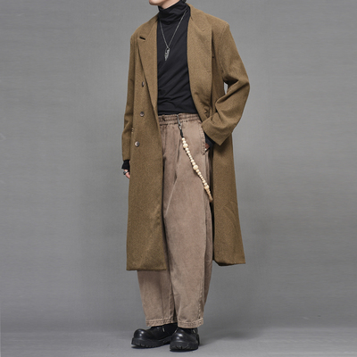 中长款羊毛混纺秋冬剪裁毛呢大衣