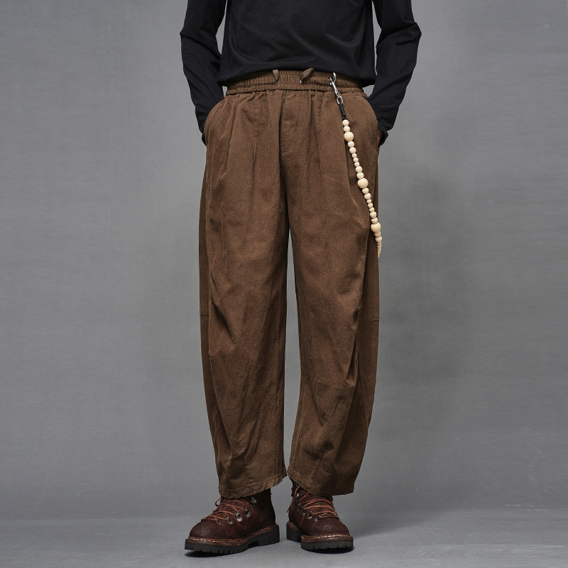 品质 秋冬日系复古水洗质感咖啡黑色COS设计师小众灯笼九分阔腿裤