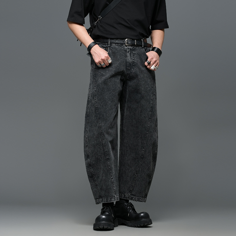 九分裤弯刀裤日系复古休闲裤